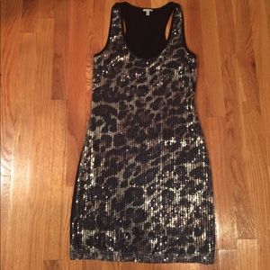 Sequin cheetah print mini dress